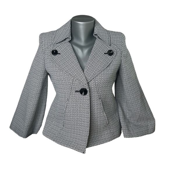 Evan-Picone Jackets & Blazers - Evan-Picone Women's Black and White Blazer Jacket with Shoulder Pads Size 2P